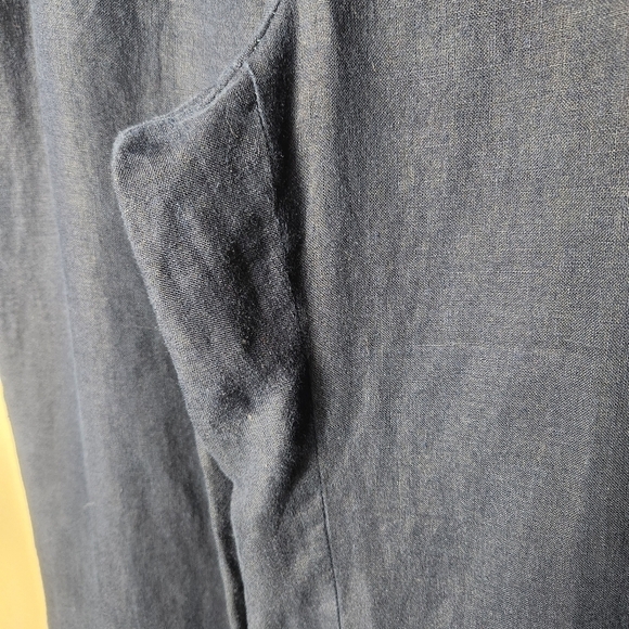 Ann Taylor Loft Marisa 100% Linen Navy Mid Rise Wide Leg Pants-Size 8 - Picture 3 of 9